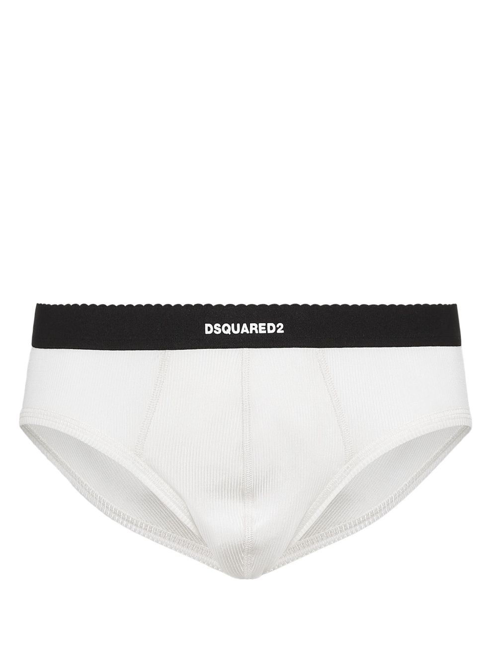 DSQUARED2 logo裤腰罗纹三角内裤 - 白色