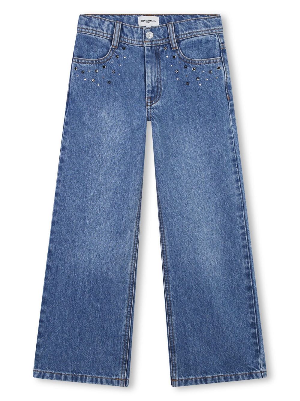 SONIA RYKIEL ENFANT 水钻缀饰牛仔裤 - 蓝色