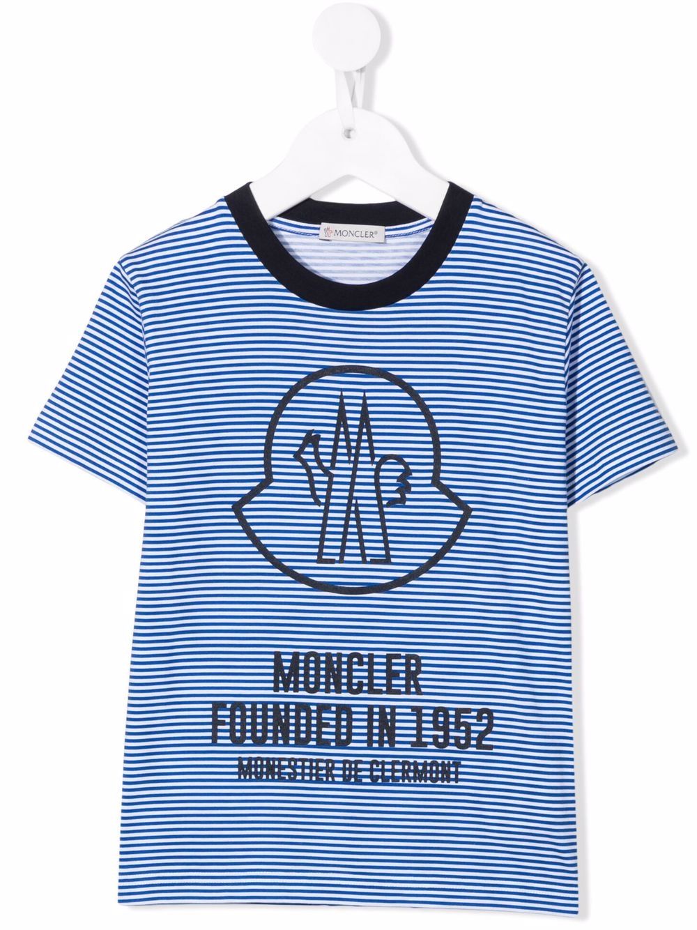 Moncler Enfant 盟可睐 Enfant logo印花条纹T恤 - 蓝色