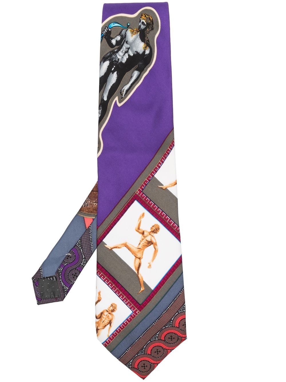 Versace Pre-Owned 范思哲 图案印花真丝领带（1990年代典藏款） - 紫色