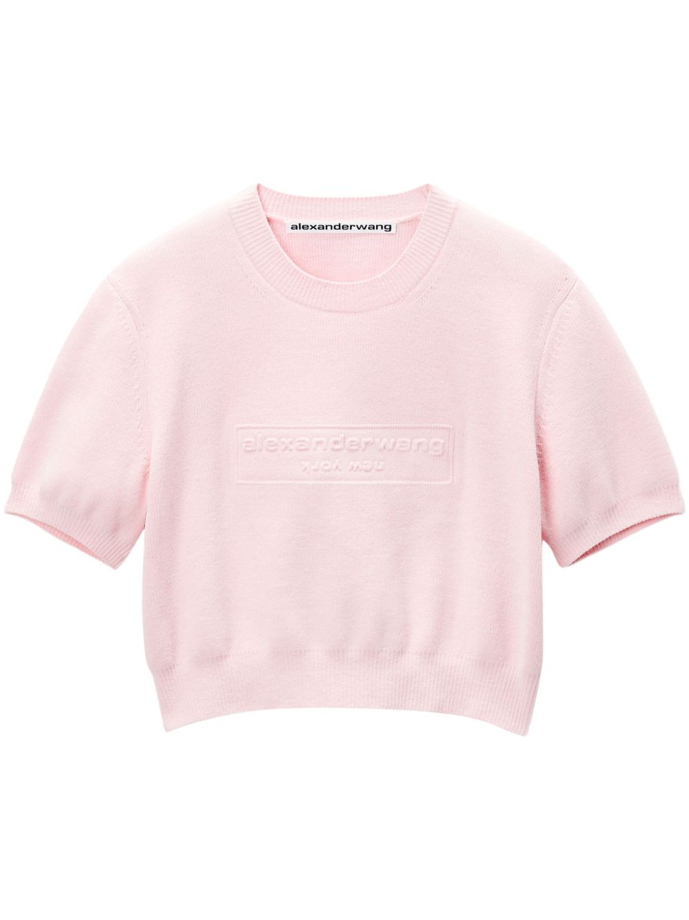 Alexander Wang 压纹logo针织T恤 - 粉色
