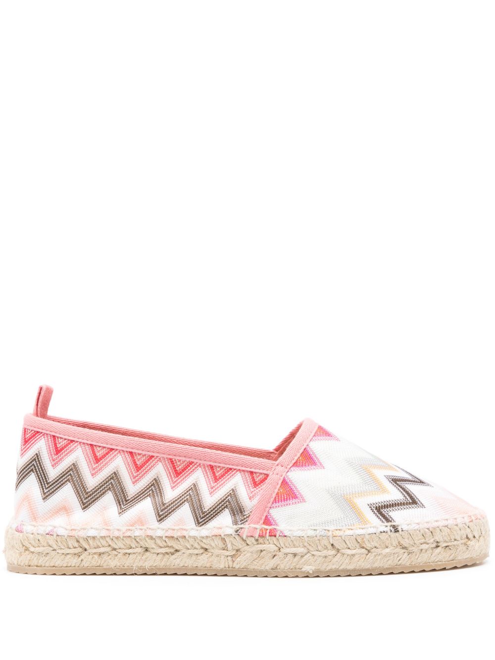 Missoni Z字形图案草编鞋 - 白色