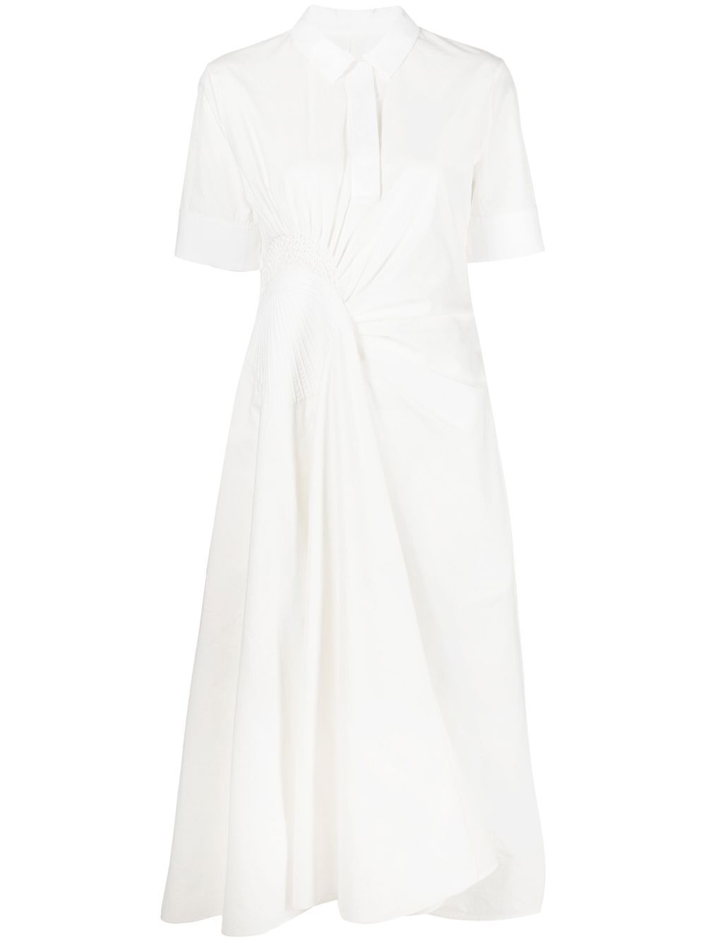 Jil Sander 褶饰中长衬衫裙 - 白色