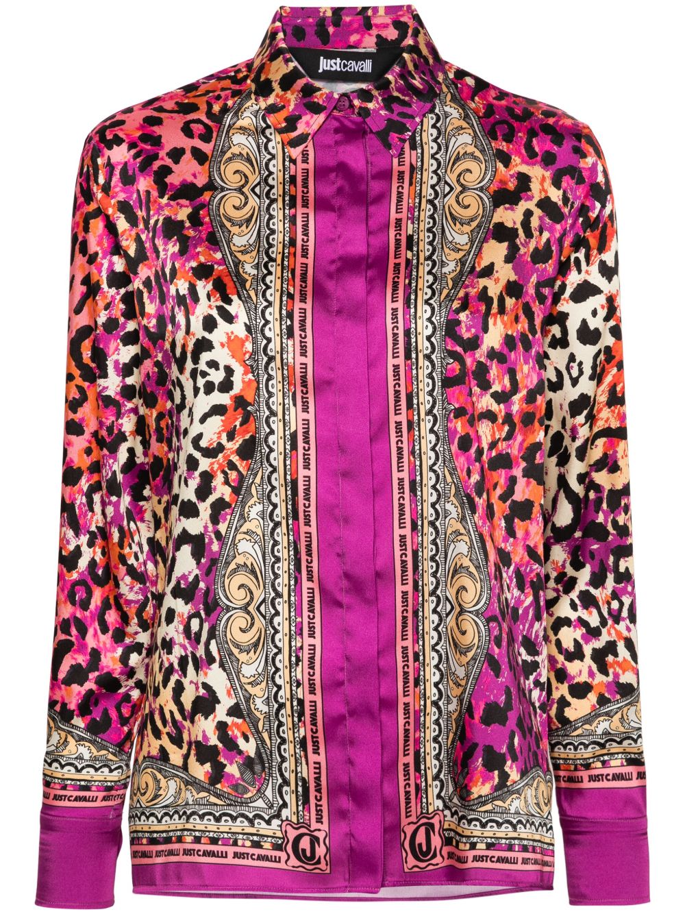 Just Cavalli logo印花长袖衬衫 - 粉色