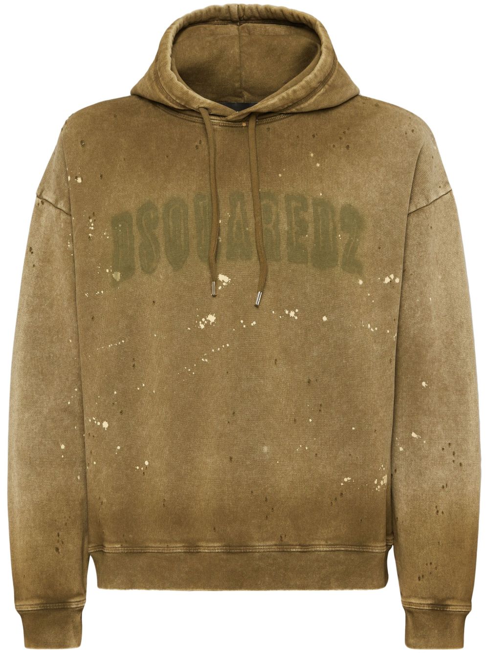 DSQUARED2 logo印花棉连帽衫 - 褐色