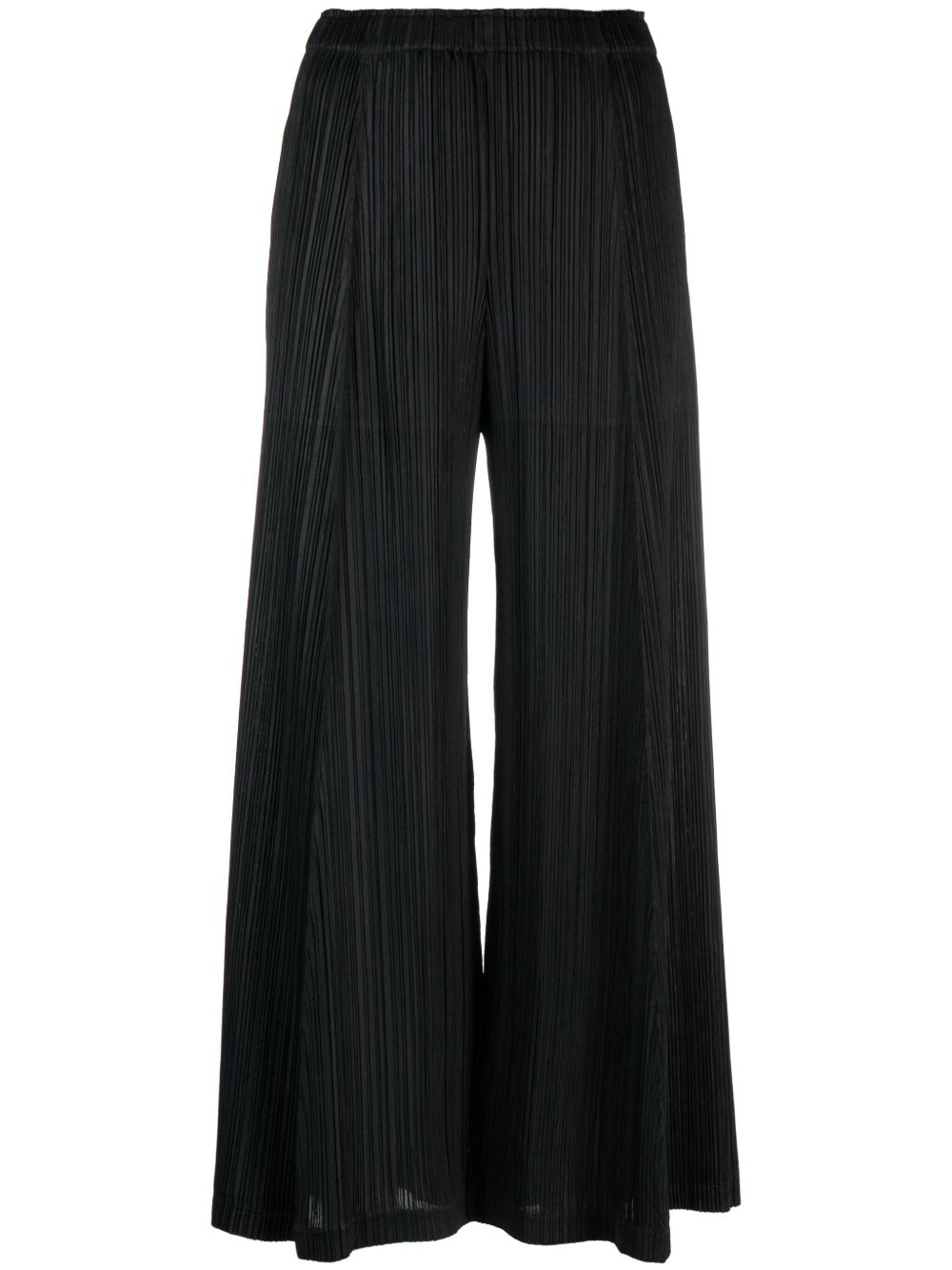 Pleats Please Issey Miyake 细褶效果直筒裤 - 黑色