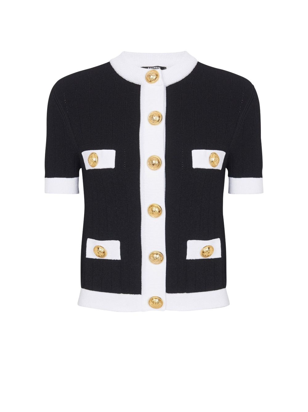 Balmain 短袖短款开衫 - 黑色