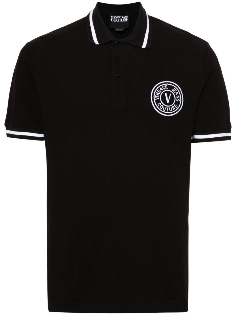 Versace Jeans Couture V-Emblem 珠地布polo衫 - 黑色