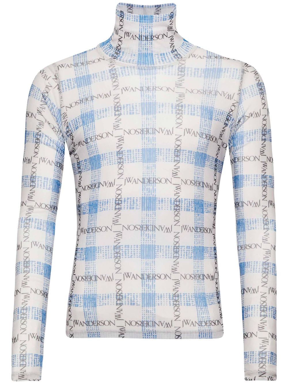 JW Anderson logo格纹T恤 - 蓝色