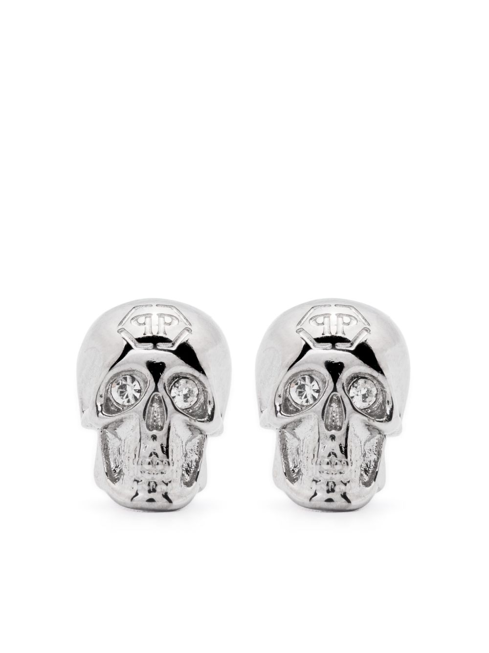 Philipp Plein 立体骷髅头图案耳钉 - 银色