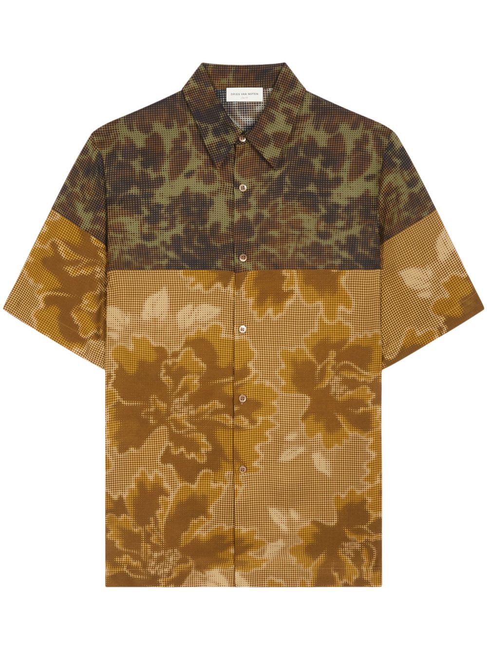 DRIES VAN NOTEN 花卉印花短袖衬衫 - 绿色