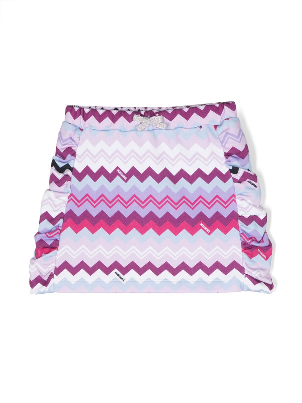 Missoni Kids Z字形图案印花棉迷你半身裙 - 白色