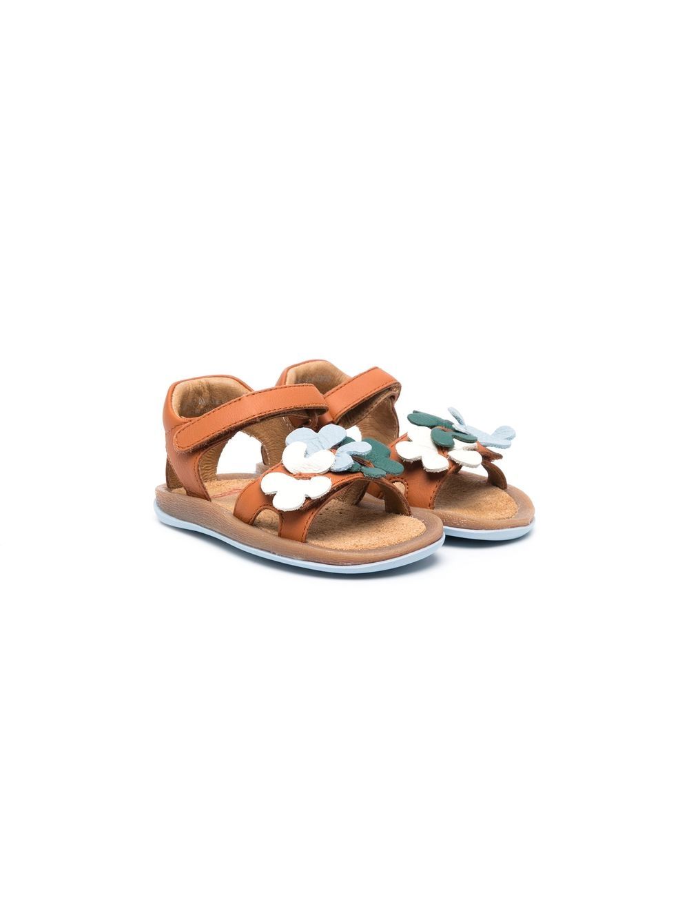 Camper Kids Bicho 花卉贴花凉鞋 - 褐色