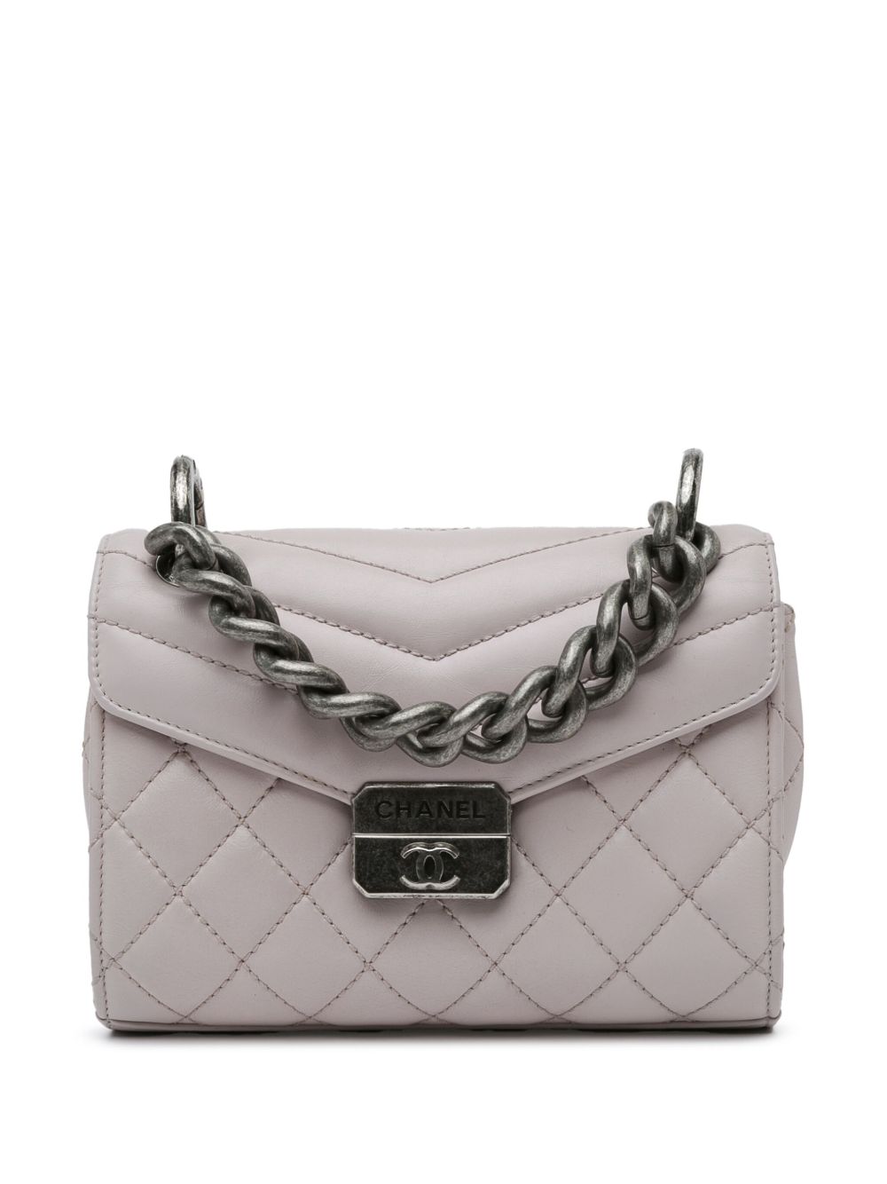 CHANEL Pre-Owned Mad About Quilting Flap 迷你斜挎包（2016-2017年典藏款） - 灰色
