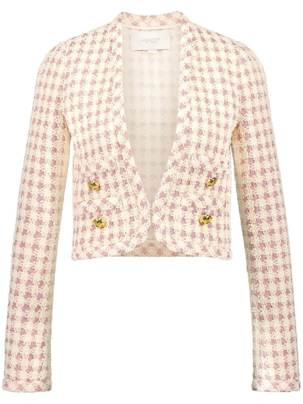 Giambattista Valli 格纹粗花呢短款夹克 - 粉色