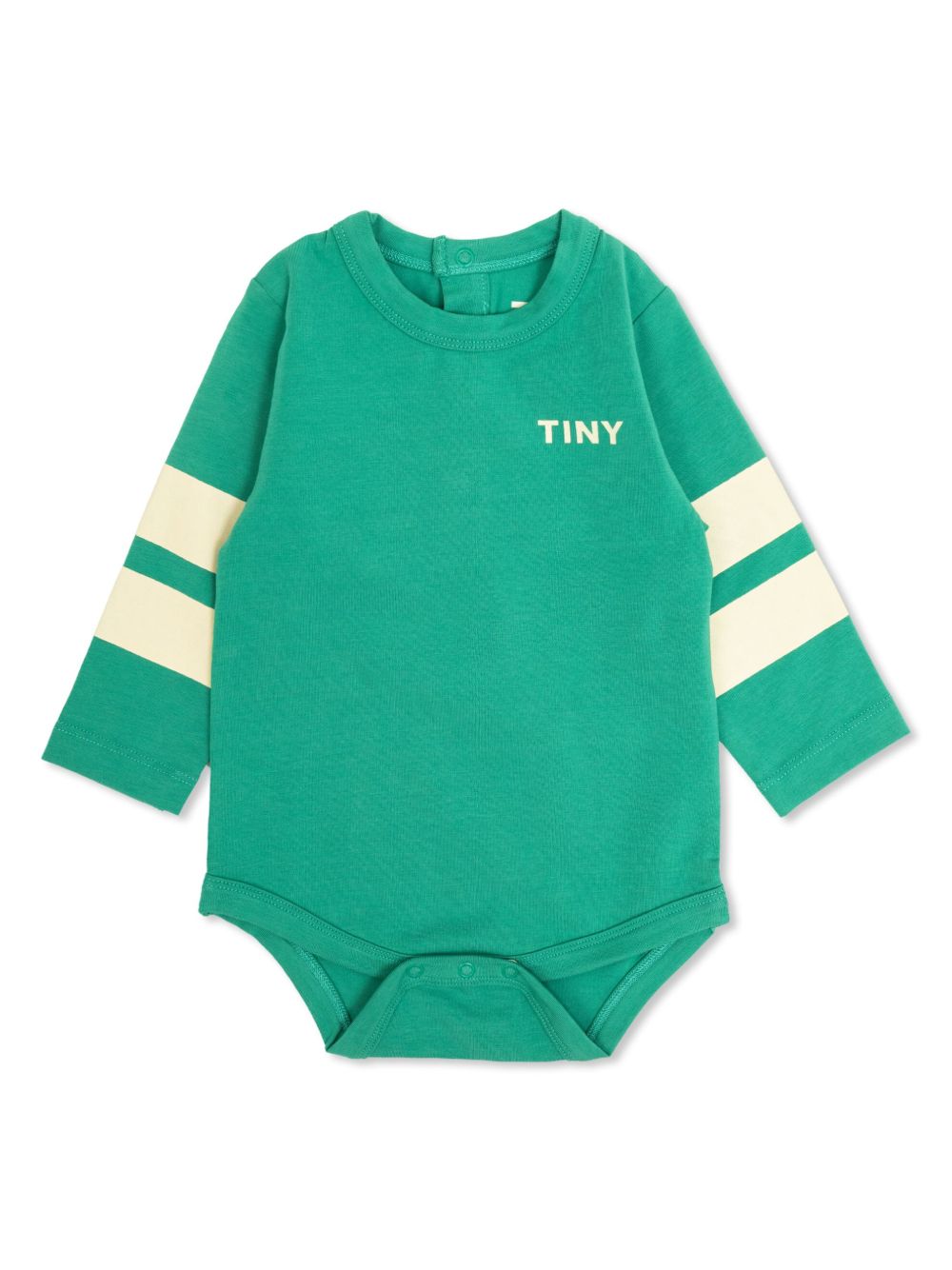 Tiny Cottons logo印花条纹连体紧身衣 - 绿色