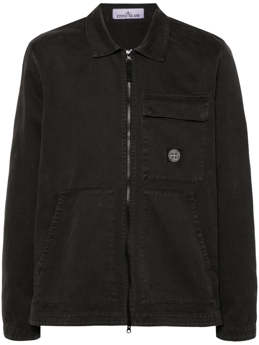Stone Island 罗盘图案衬衫式夹克 - 黑色