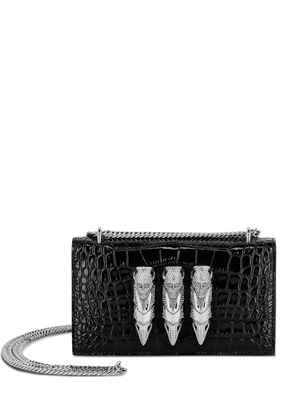 Philipp Plein 仿鳄鱼纹单肩包 - 黑色