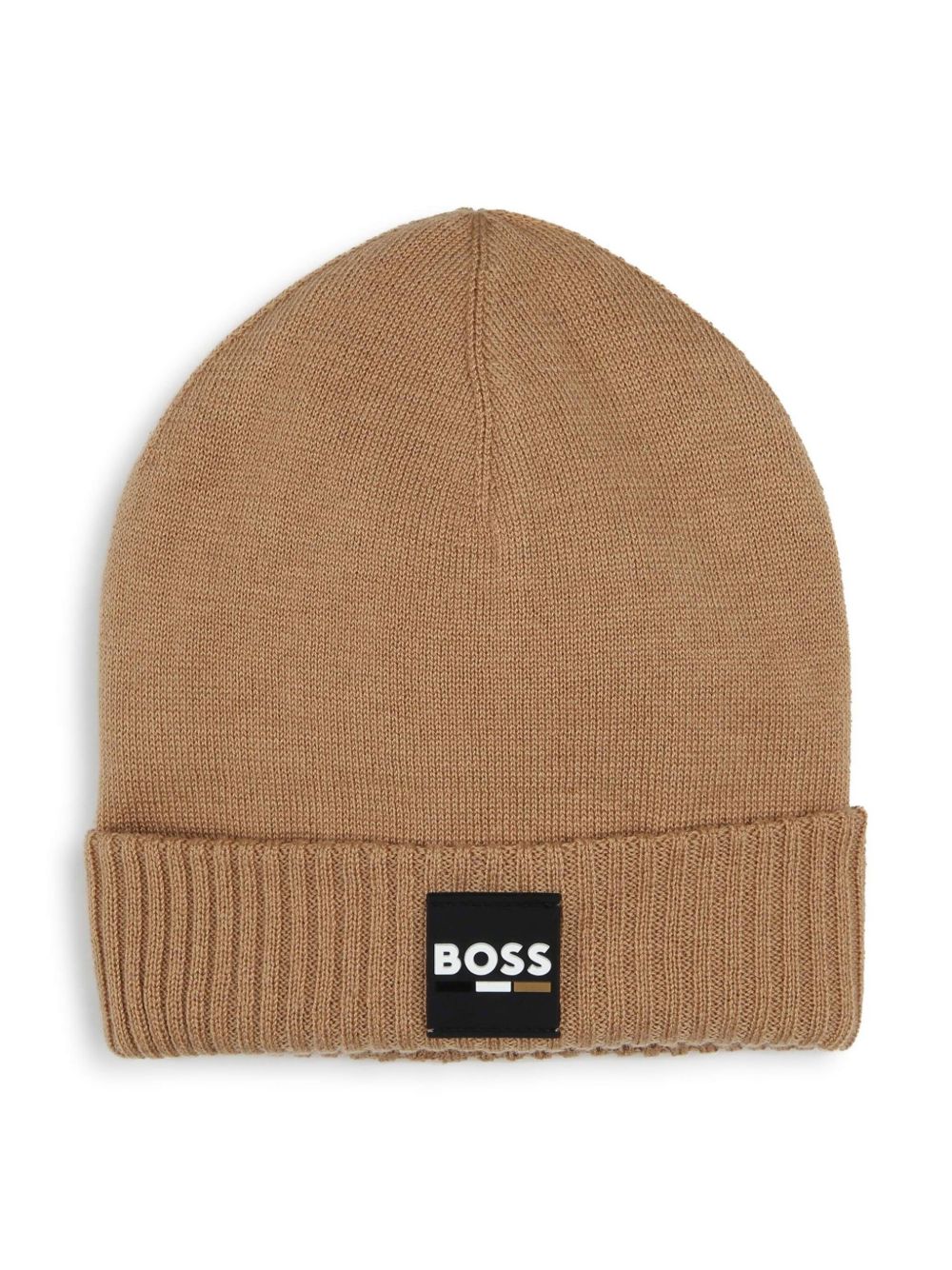 BOSS Kidswear 标贴针织套头帽 - 褐色