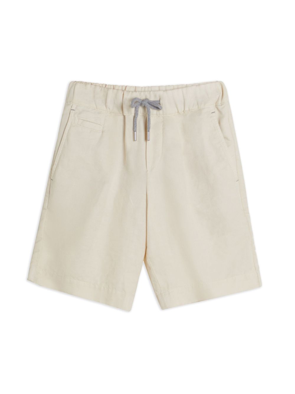 Brunello Cucinelli Kids 抽绳腰边百慕大短裤 - 白色