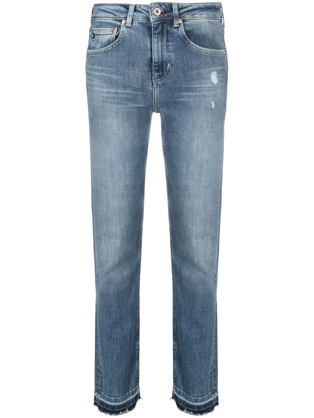 AG Jeans Girlfriend 仿旧效果锥形牛仔裤 - 蓝色