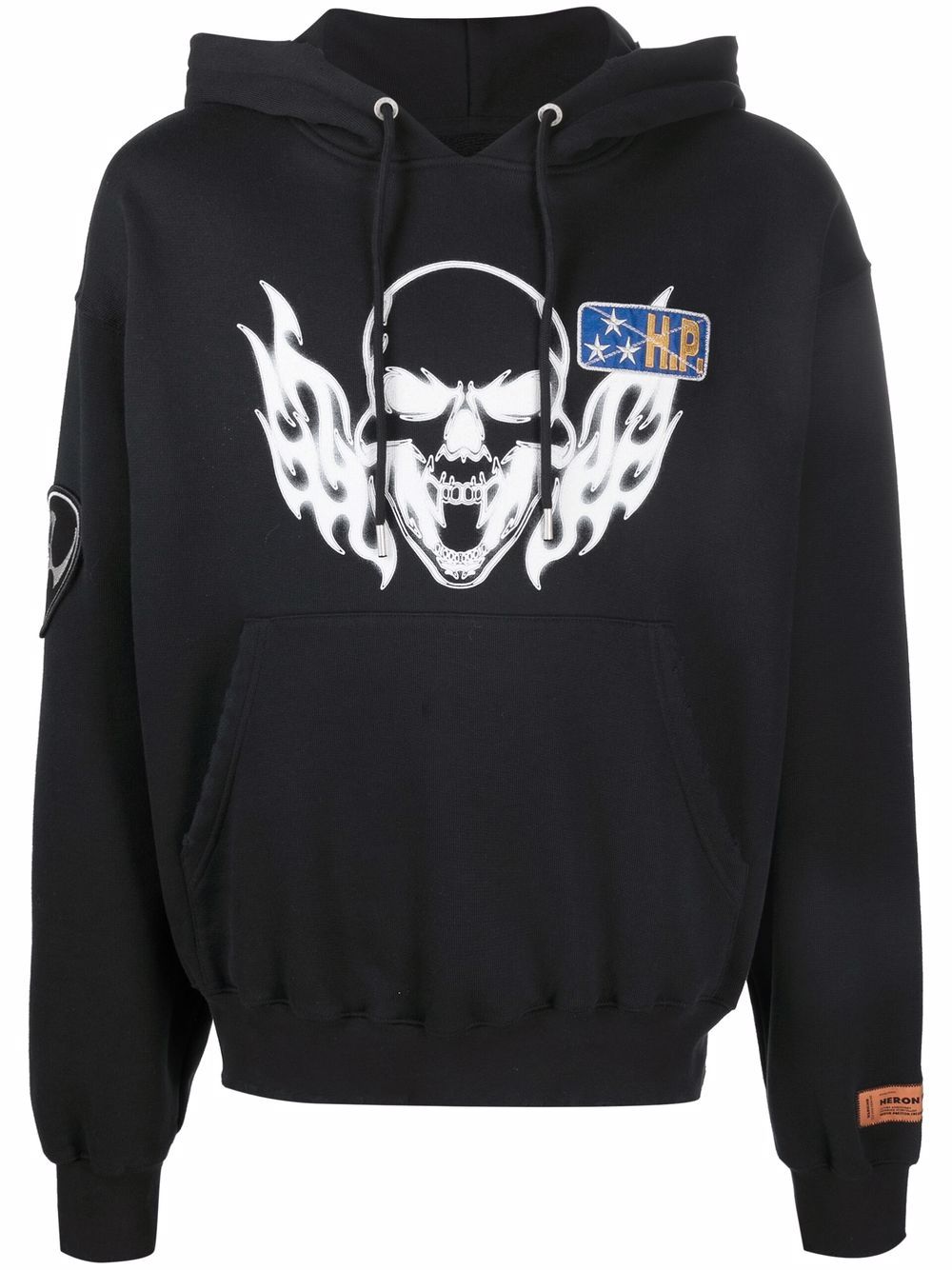 Heron Preston Skull Flame 图案印花连帽衫 - 黑色