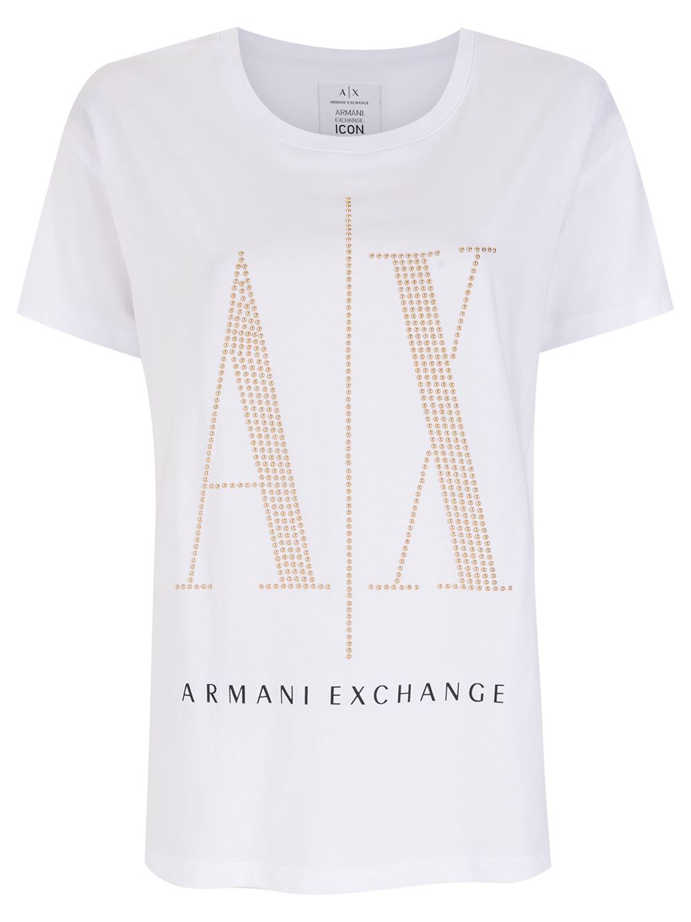Armani Exchange logo亮片T恤 - 白色