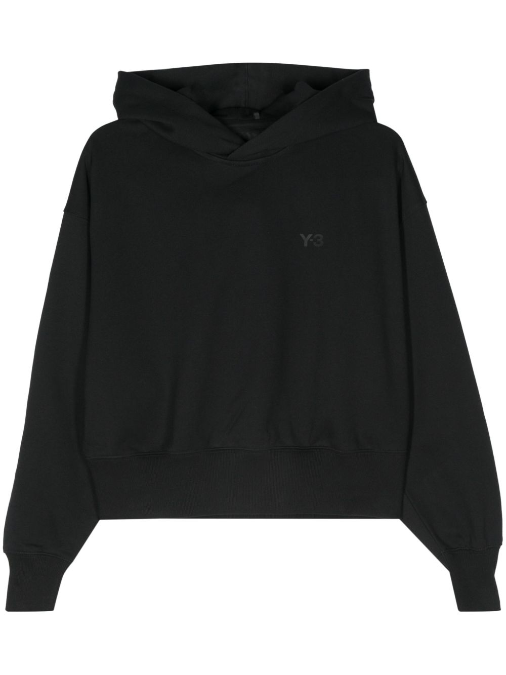 Y-3 logo印花棉连帽衫 - 黑色