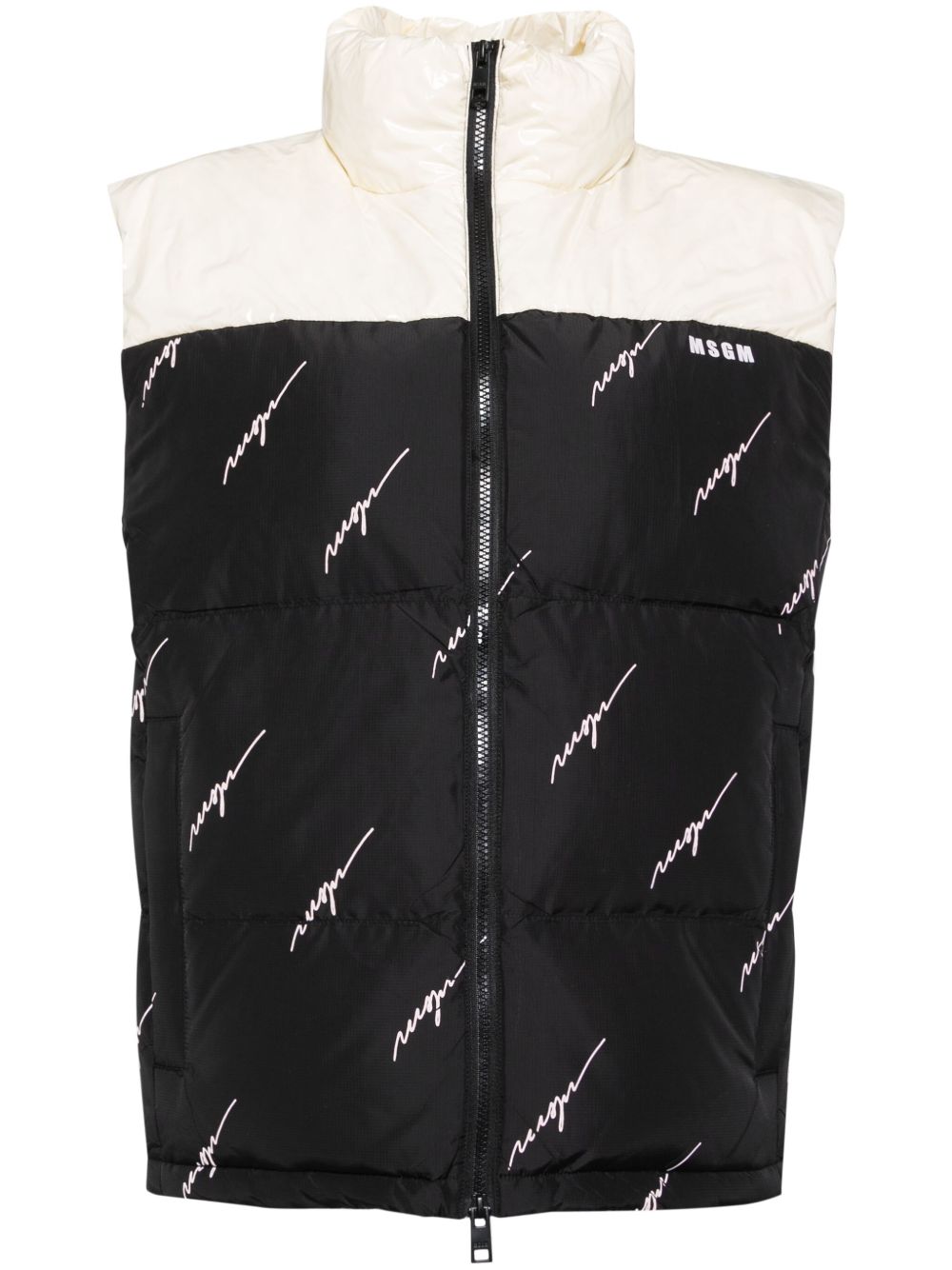 MSGM logo印花蓬松马甲 - 黑色