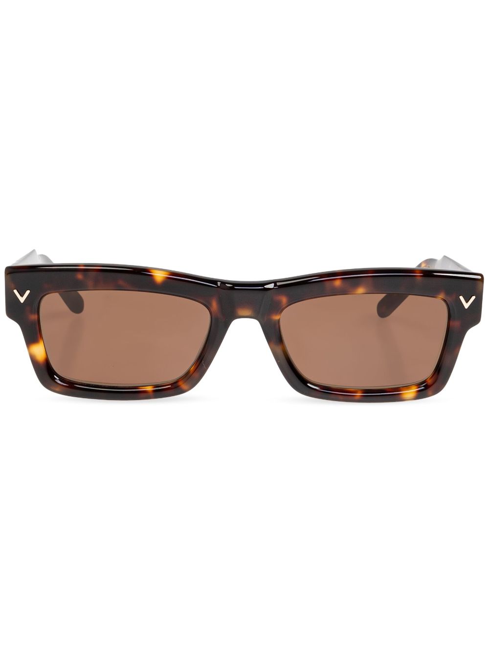 VALENTINO GARAVANI EYEWEAR V形长方形镜框太阳眼镜 - 褐色