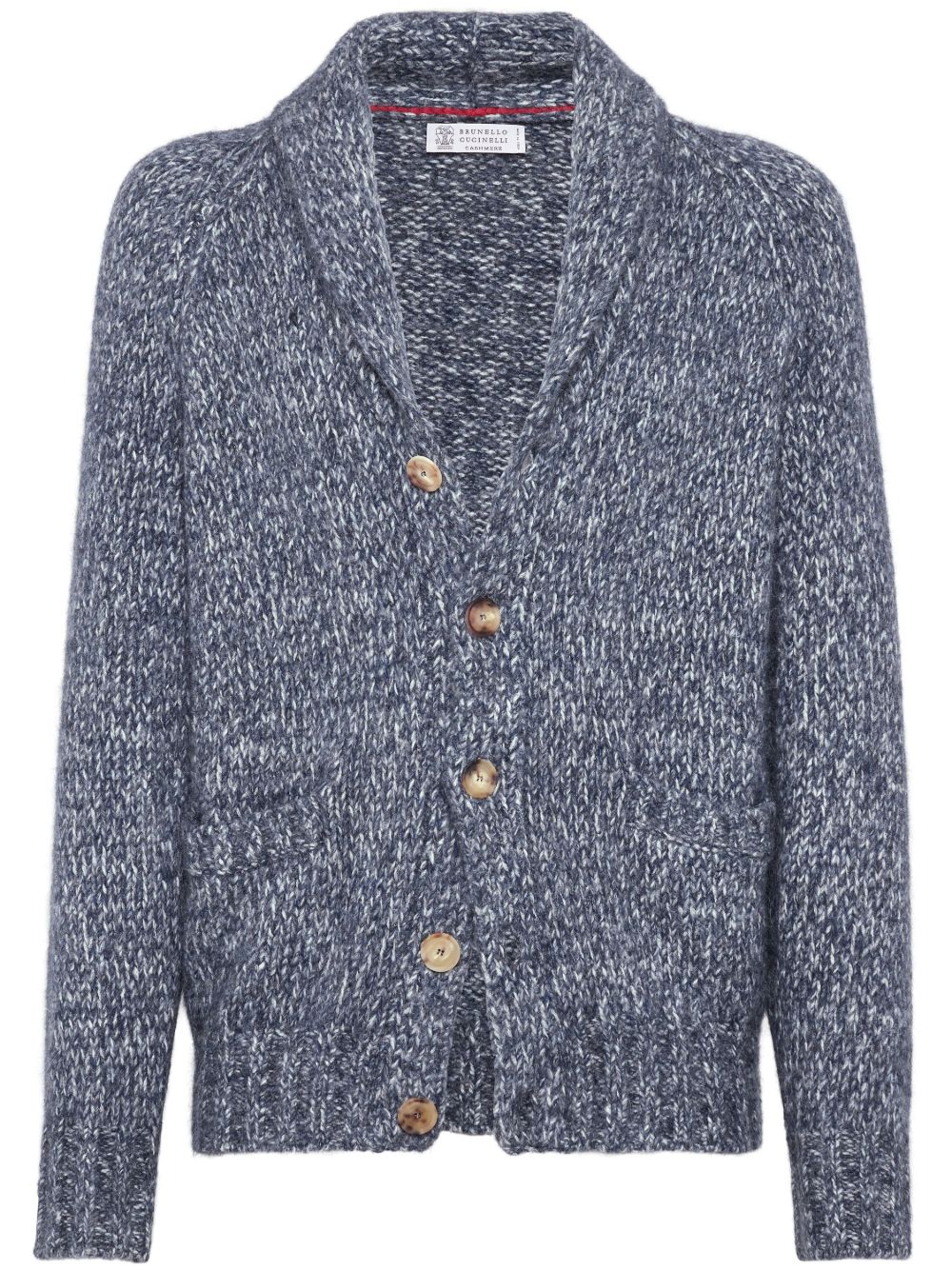 Brunello Cucinelli 混色效果排扣开衫 - 蓝色
