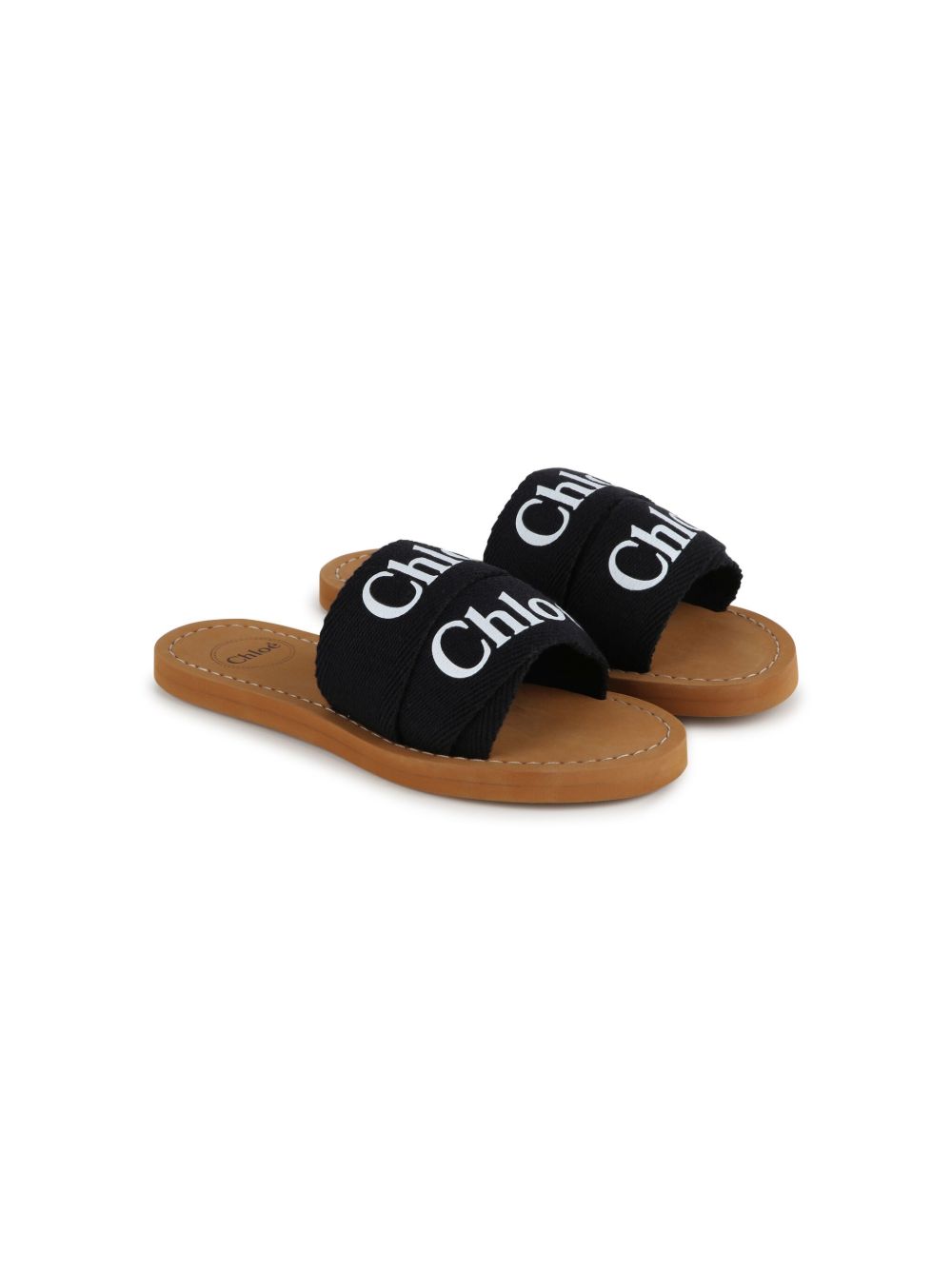 Chloé Kids logo印花平底凉鞋 - 褐色