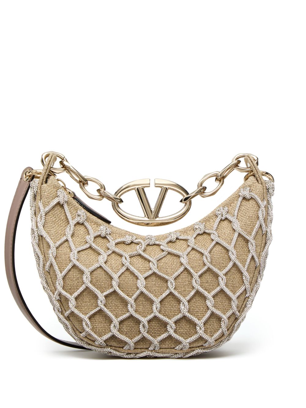 Valentino Garavani VLogo Moon 缀饰编织单肩包 - 中性色