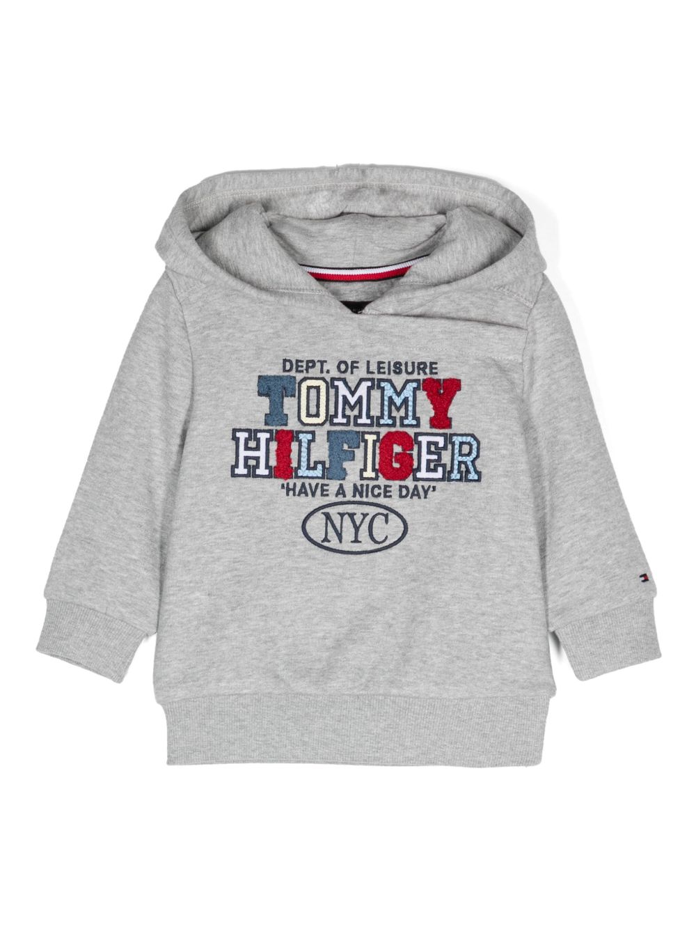 Tommy Hilfiger Junior logo刺绣连帽衫 - 灰色