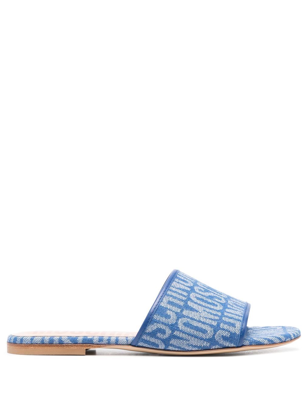 Moschino logo图案穆勒鞋 - 蓝色
