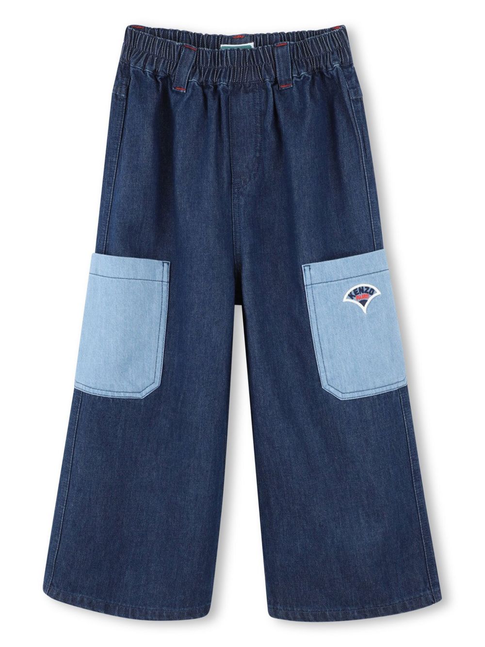 Kenzo Kids logo刺绣牛仔裤 - 蓝色