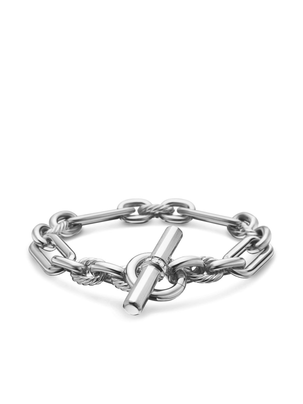 David Yurman 纯银 Lexington Chain 钻石手链 - 银色
