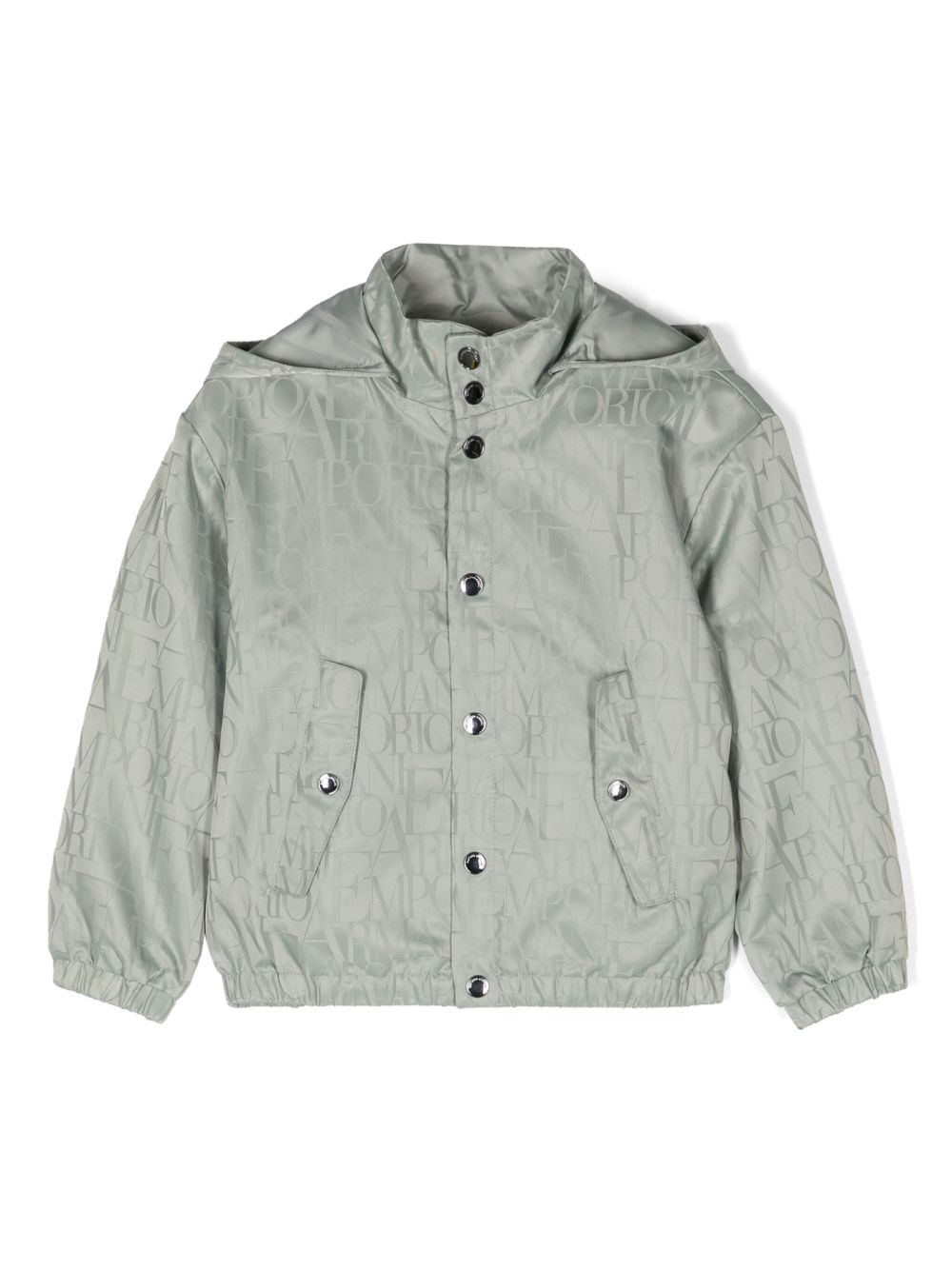 Emporio Armani Kids logo提花双面连帽夹克 - 绿色