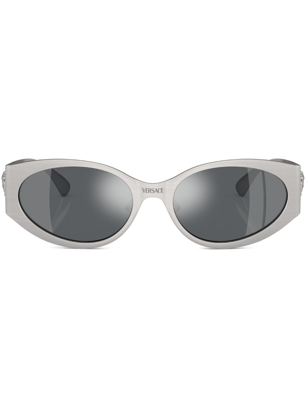 Versace Eyewear logo标牌椭圆形框太阳眼镜 - 银色