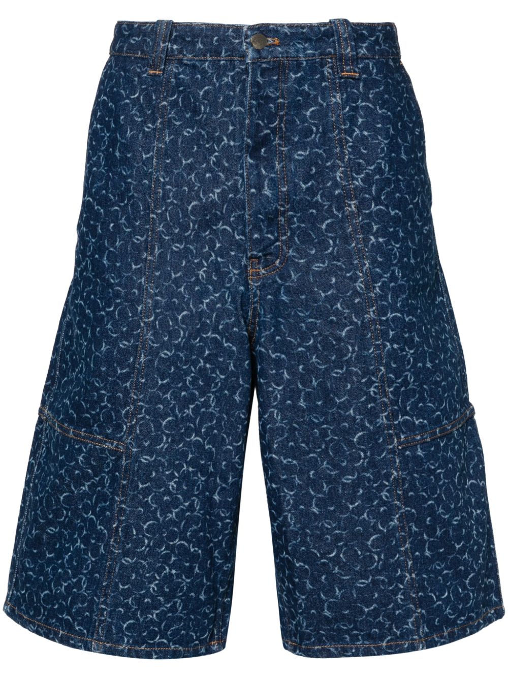 Maison Kitsuné Abstract Daisy 印花牛仔短裤 - 蓝色