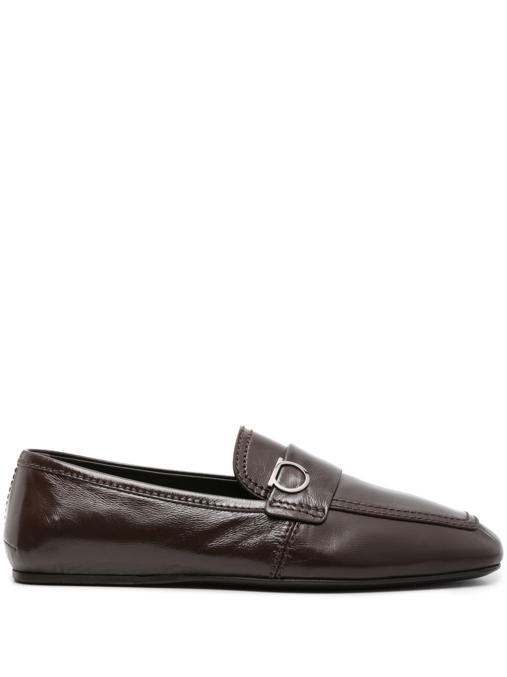 Ferragamo Gancini 标牌皮质乐福鞋 - 褐色