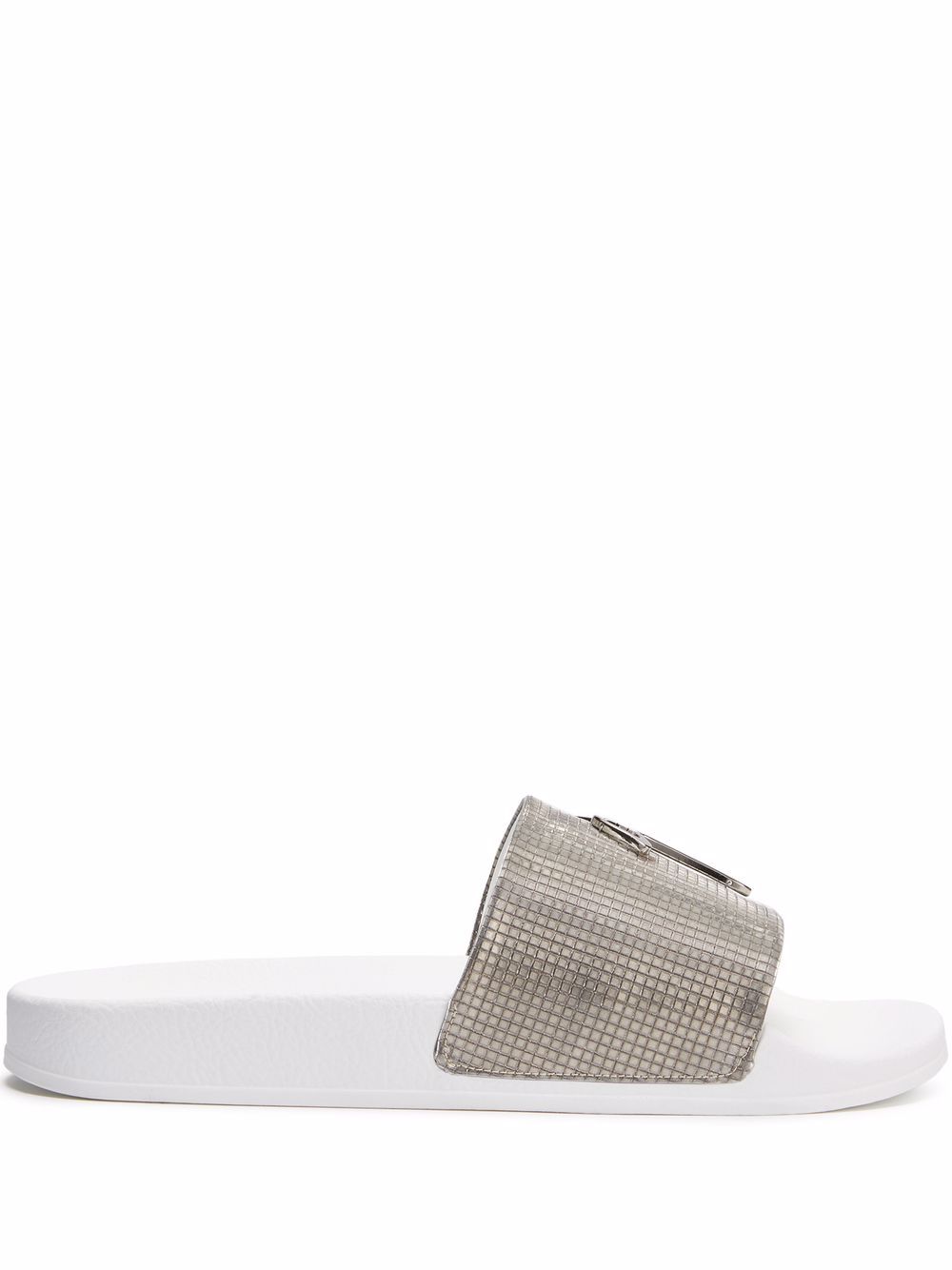 Giuseppe Zanotti Brett logo标牌拖鞋 - 银色