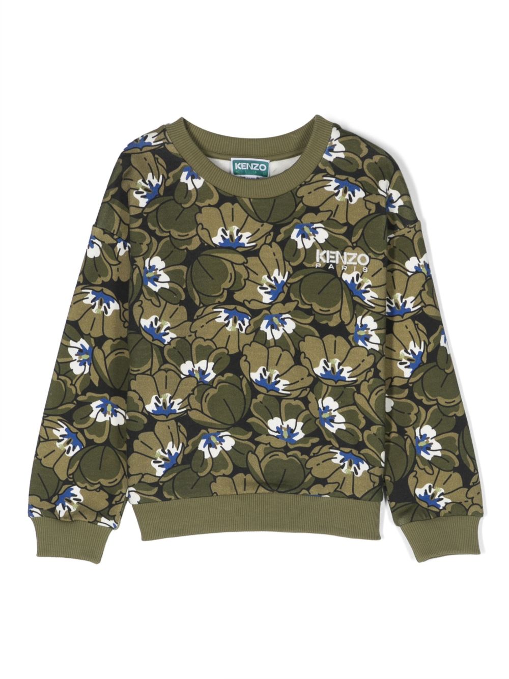 Kenzo Kids 花卉印花棉卫衣 - 绿色
