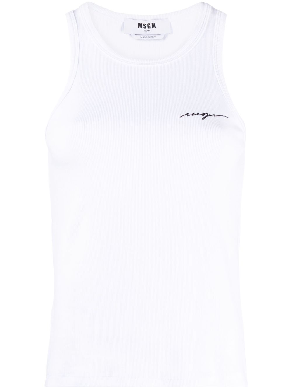 MSGM logo刺绣罗纹坦克背心 - 白色