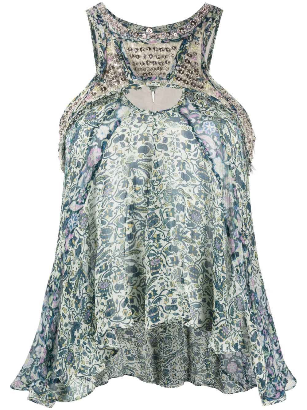 ISABEL MARANT 混合印花垂坠坦克背心 - 蓝色