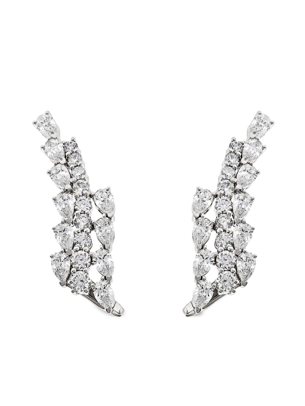 Jewels Aficionado 18K白金 Wing 钻石耳环 - 银色