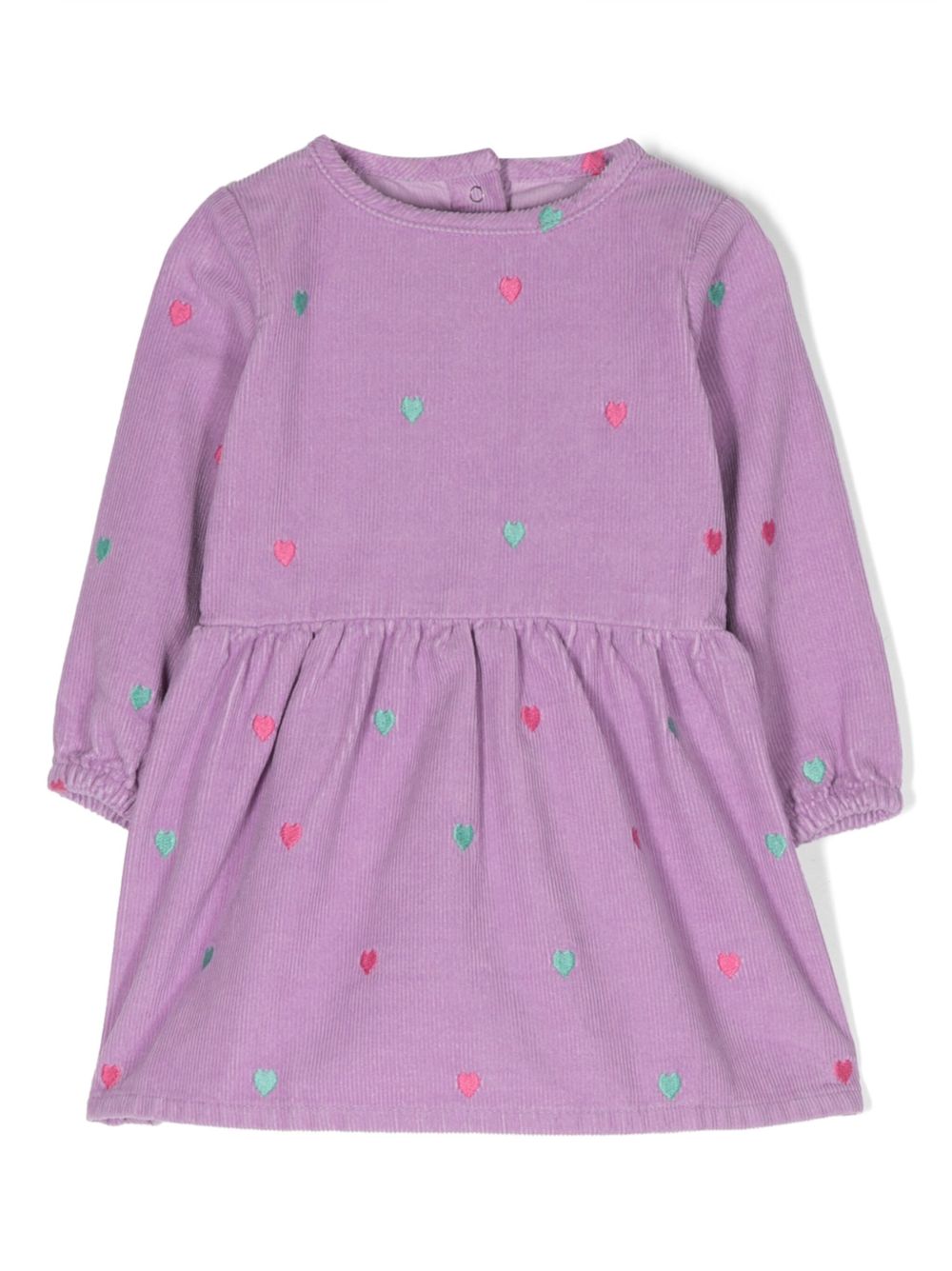 Stella McCartney Kids 心形刺绣灯芯绒连衣裙 - 紫色