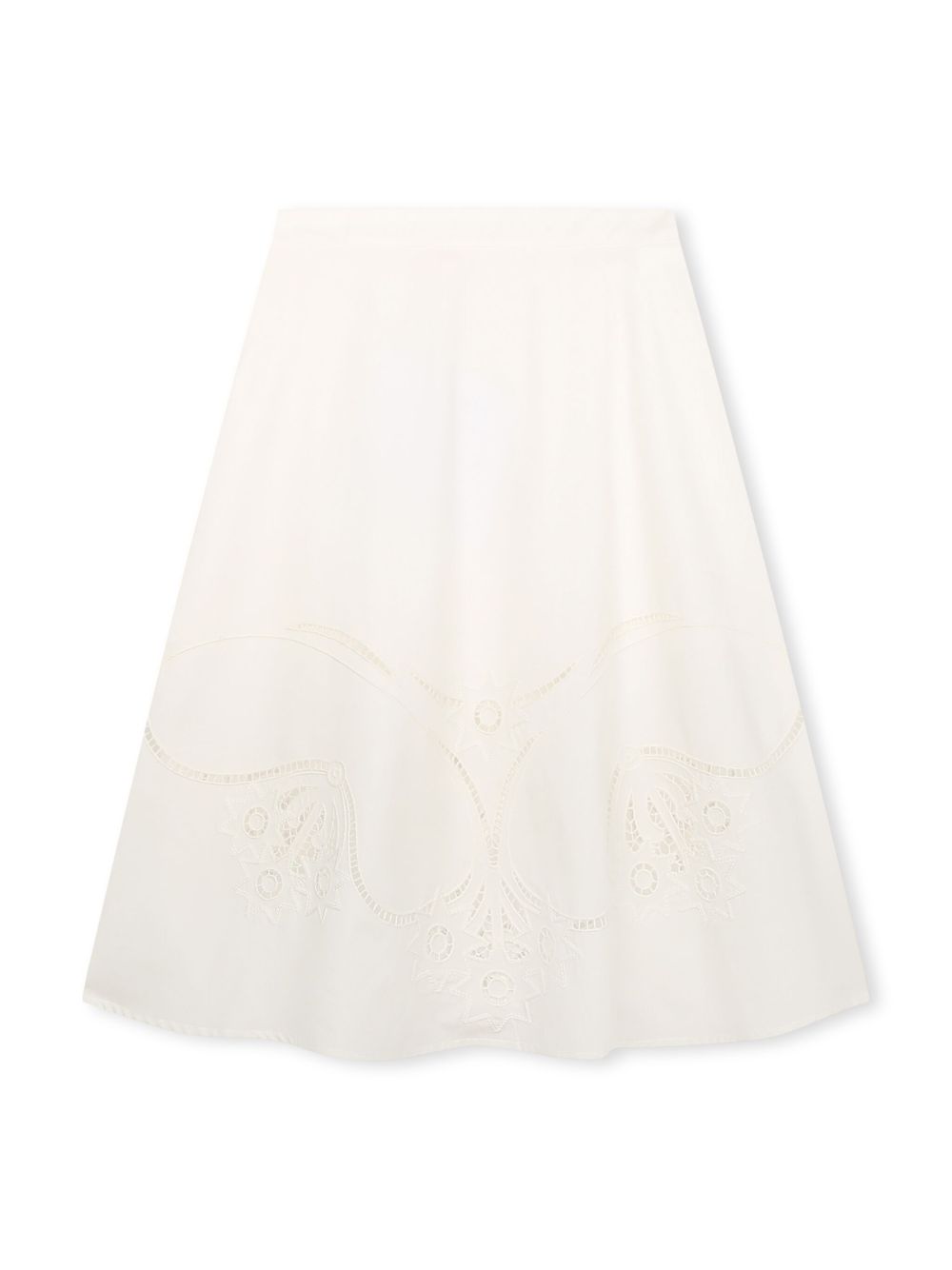 Chloé Kids 马德拉刺绣A字半身裙 - 白色