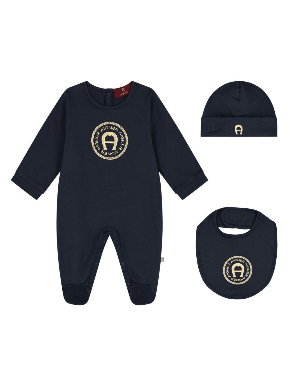 Aigner Kids logo刺绣连体衣套装 - 蓝色
