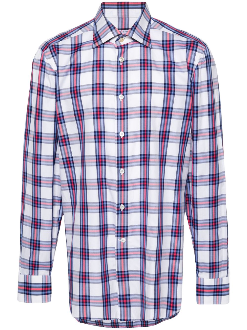 Kiton 格纹棉衬衫 - 白色